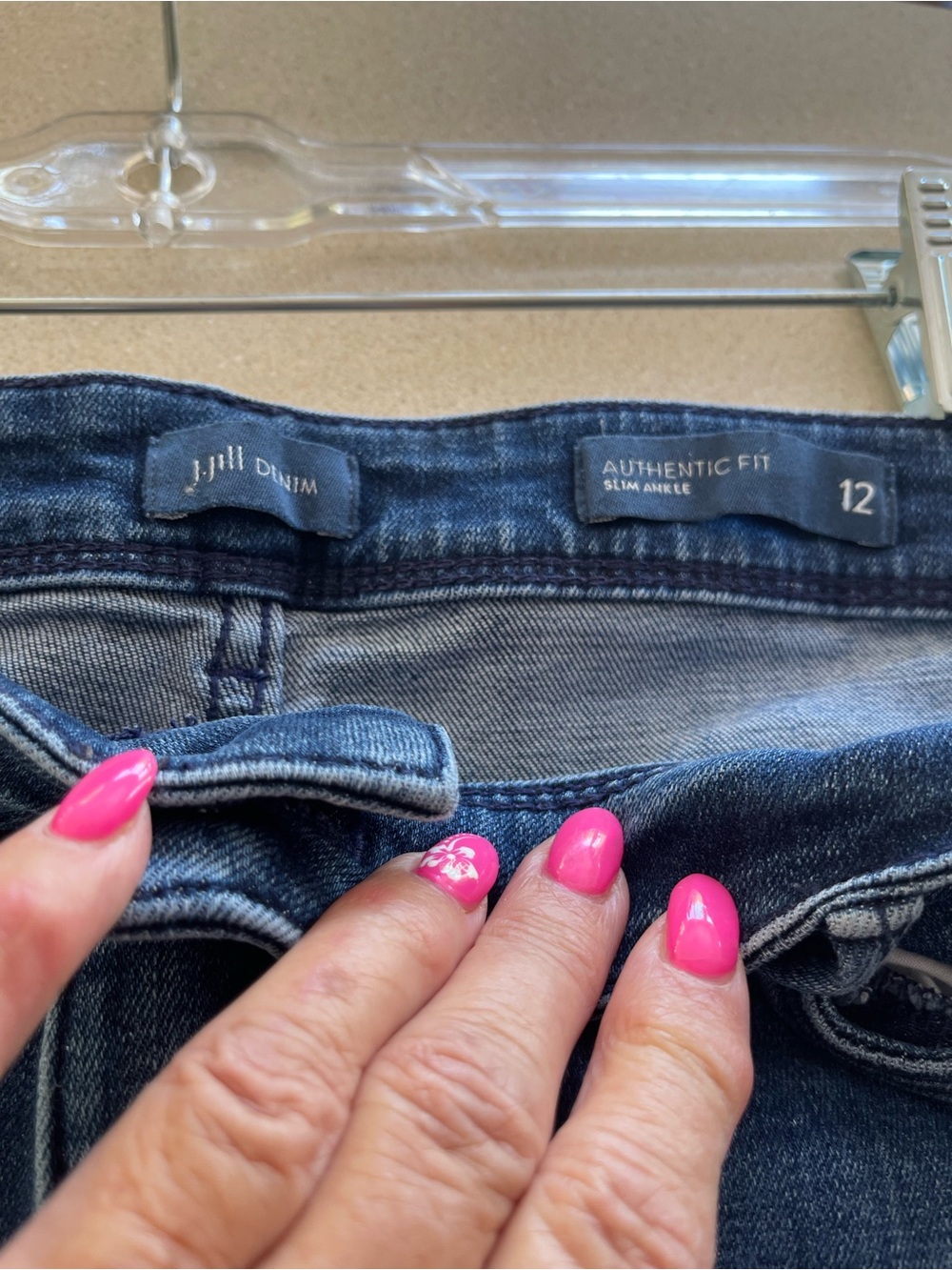 J. Jill authentic fit slim ankle Straight Leg Jeans in Dark Blue - Picture 3 of 5